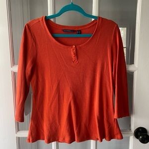 4/$20 🦋 Isaac Mizrahi 3/4 Sleeve Orange Henley Medium Top
